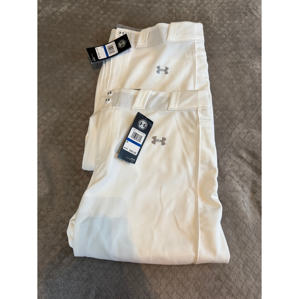 Under Armour Womens‎ White HeatGear Softball Pants XL 1317043 NWT LOT of 2